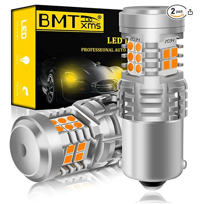 1156 P21W BA15S Turn Signal Backup Reserve Lights 15SMD 1141 7506 2835 LED Bulb Super Bright Pack of 2 Amber Yellow 