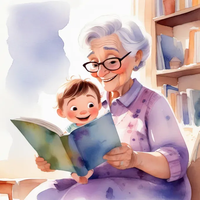 grand mother reading a book to a grand child