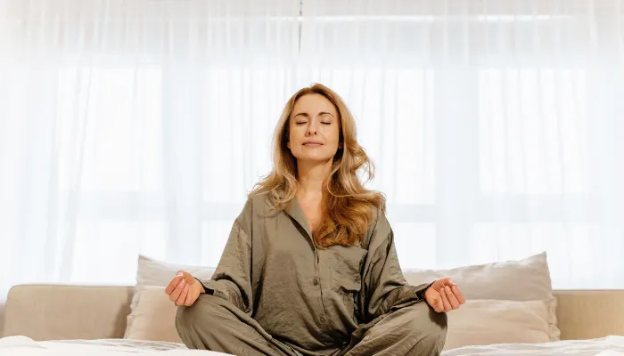 A mom doing yoga.