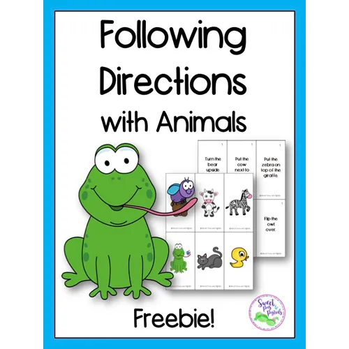 Following Directions With Animals Freebie