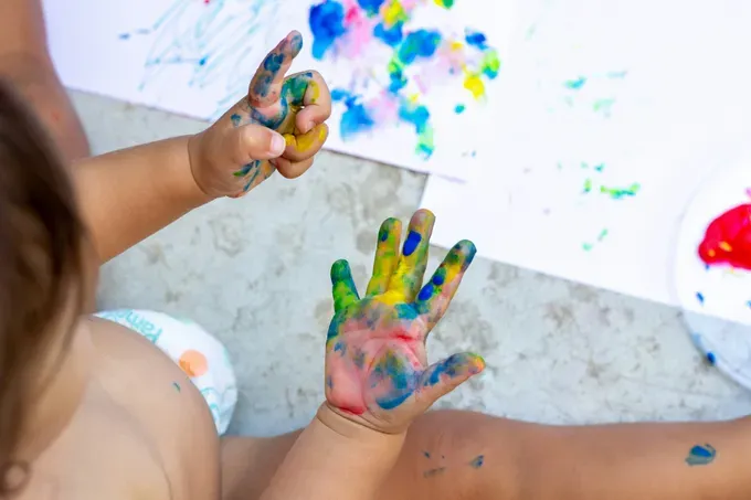 baby doing some paintings