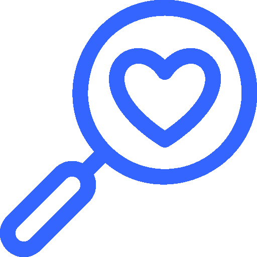 magnifying glass with heart icon
