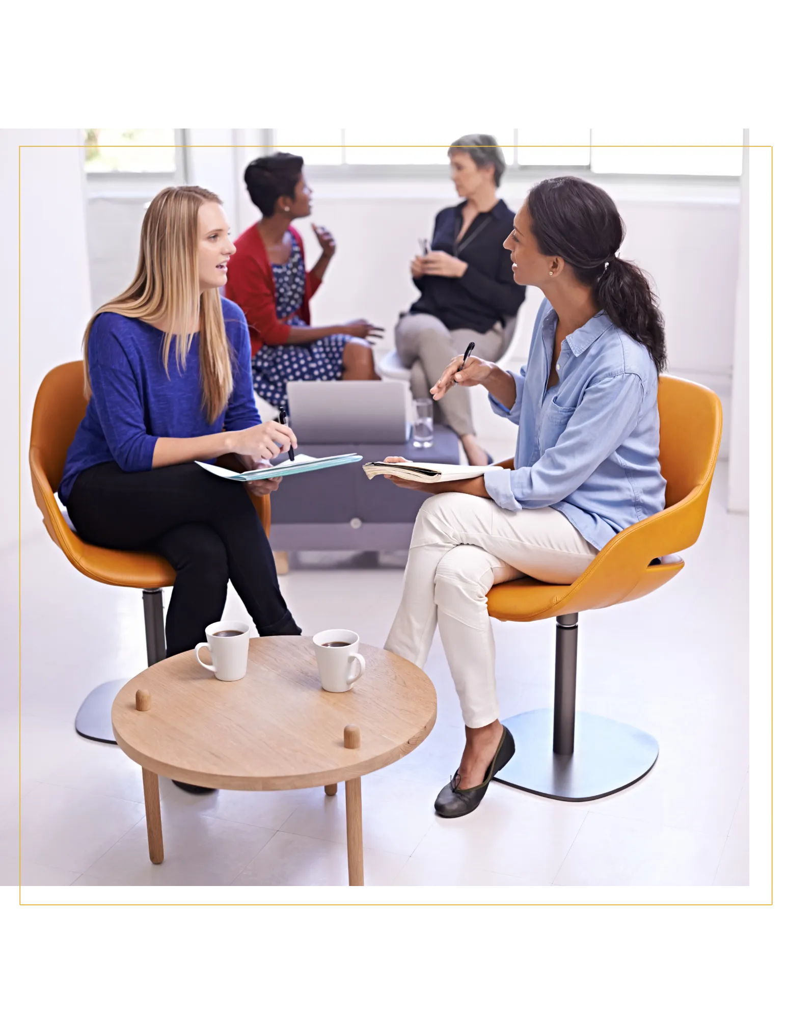 Four women learning together in group