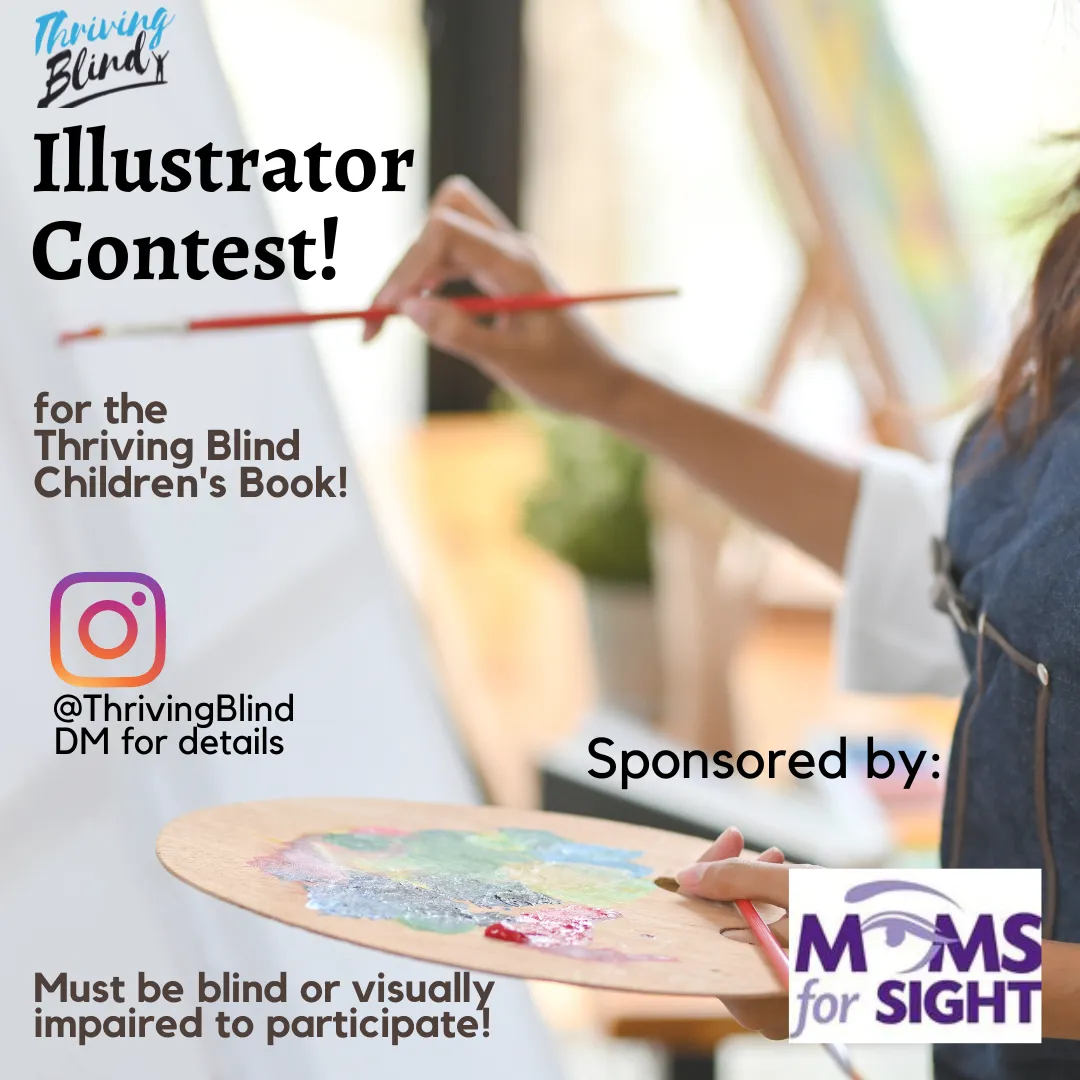 Illustrator contest promo pic shoin a painter and text that reads all participants must be blind or visually impaired