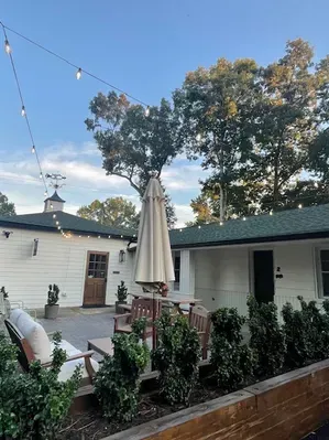 patio seating at the Rocchambeau Roadside Inn to relax or work