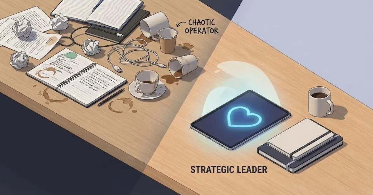 Before and after of business organization, symbolizing clarity and strategy.