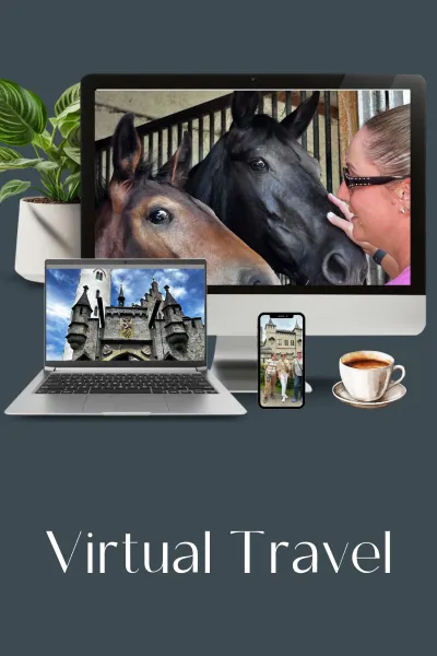 Virtual travel picture with horses