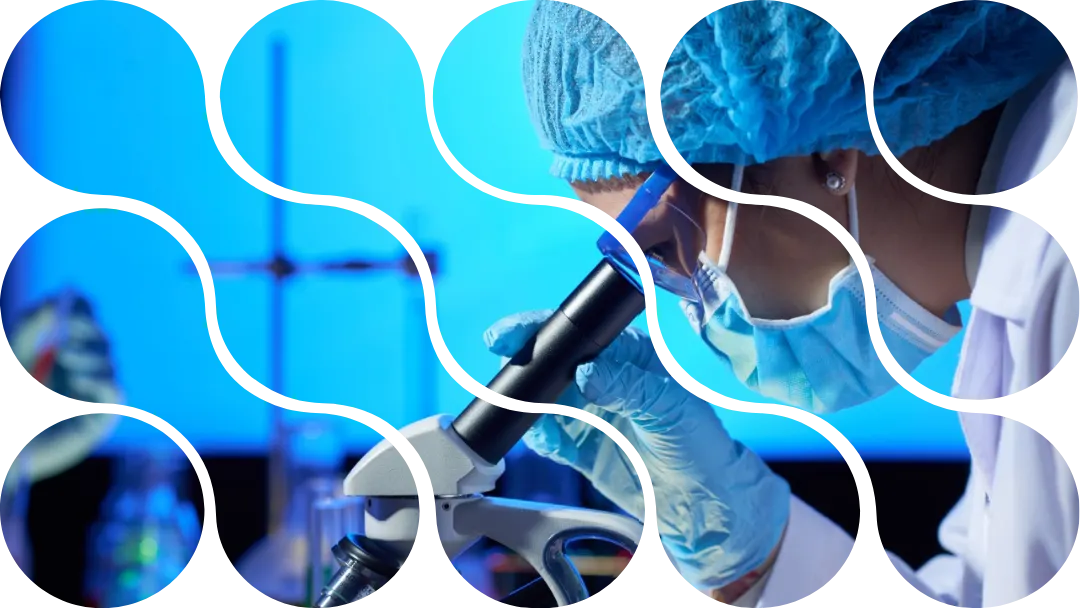 Mulher olhando em um microscópio