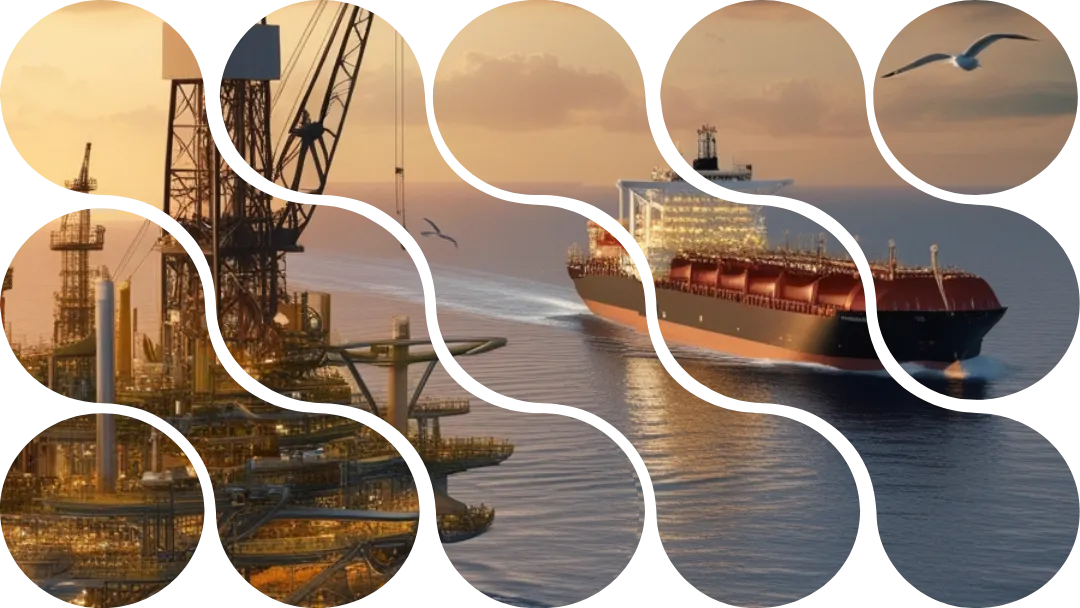 Navio cargueiro próximo a uma estação petrolífera