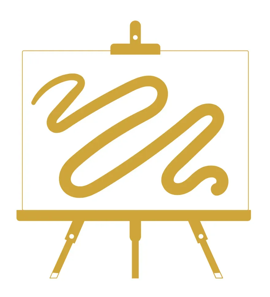 canvas and easel gold and white colored icon