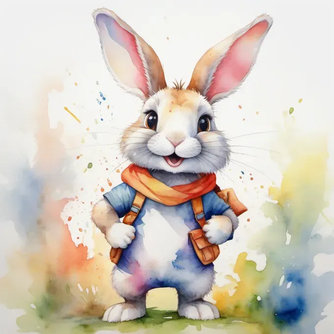 rabbit in colorful outfit