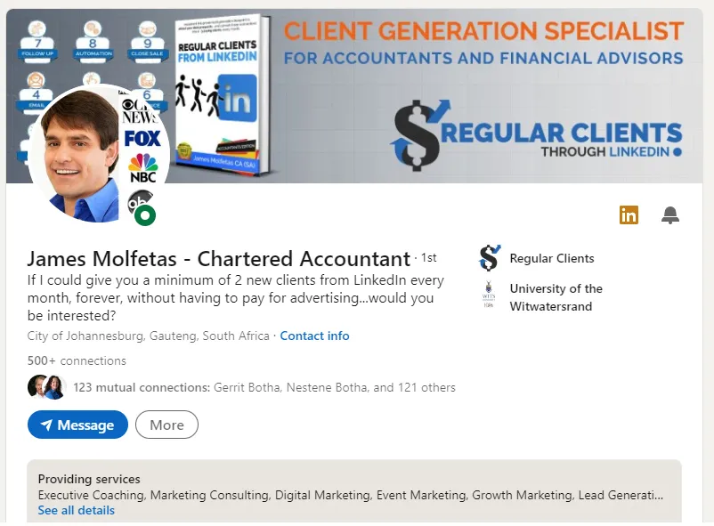 James Molfetas LinkedIn Profile