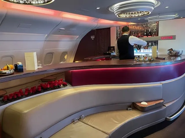 Qatar Airways A380 bar in business class
