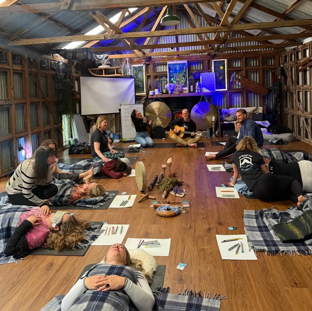 Breathwork practice in a peaceful retreat setting