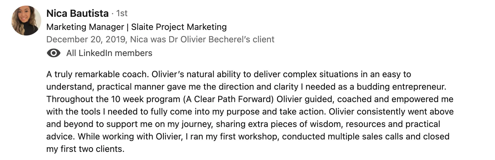 Veronica's Testimonial for Clear Path Forward