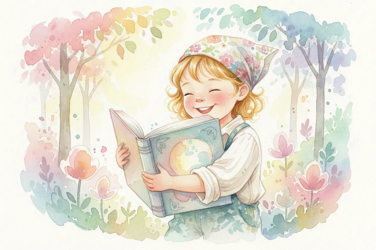 little girl reading a book