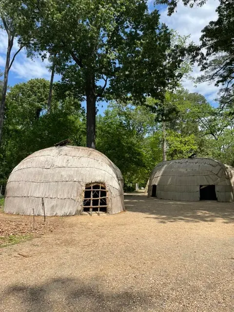 Paspahegh Town's reconstructed homes at Jamestown Settlement