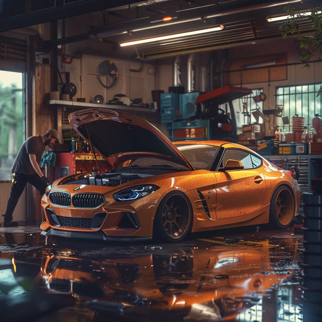 BMW z4 in garage