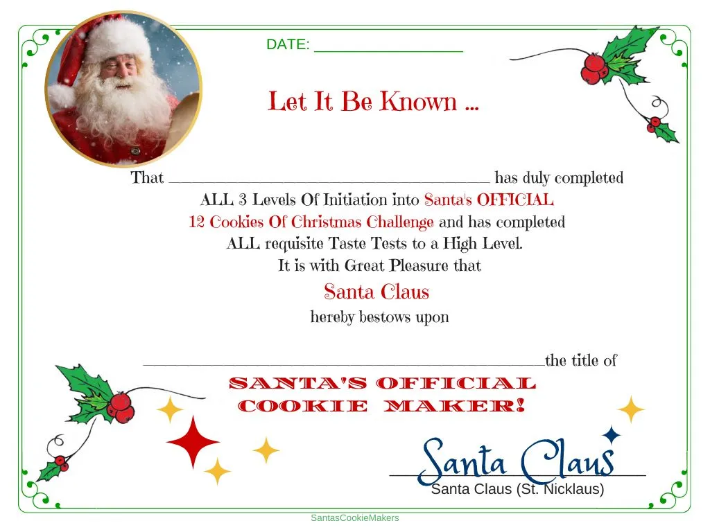 sample of a certificate signed by Santa
