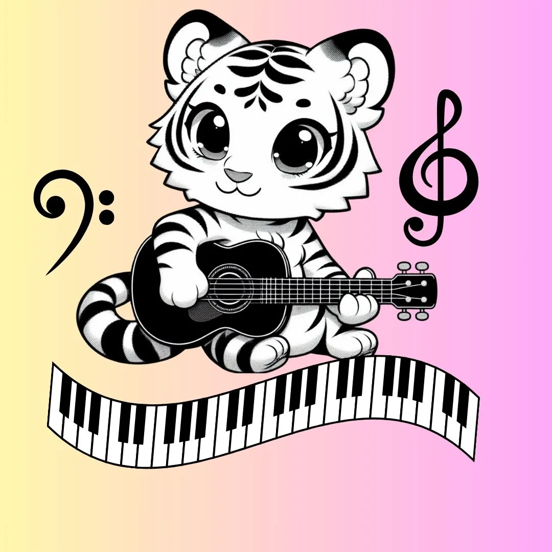 Tiger Guitarist Pianist Logo Pink