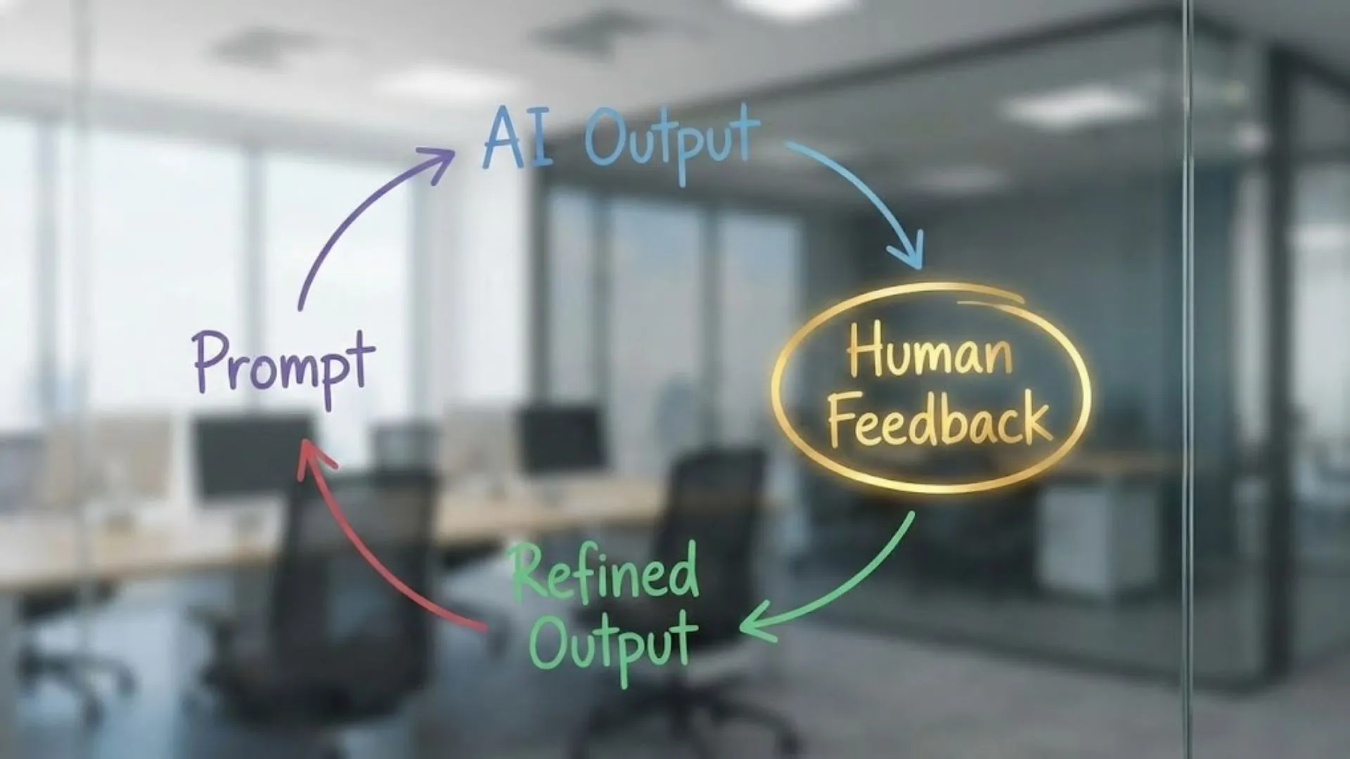 Diagram showing how to refine AI content through iterative prompting.