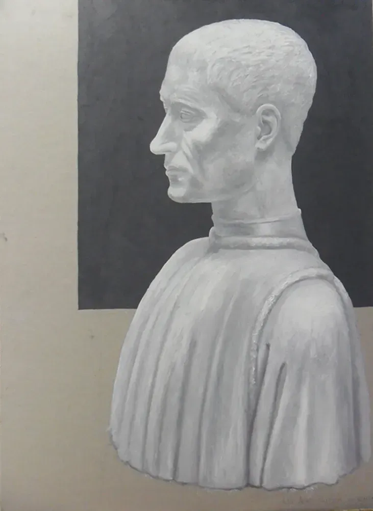 Kip posvečen Ratimelja Pušelja, slikarsko delo olje na platno Nik Anikis