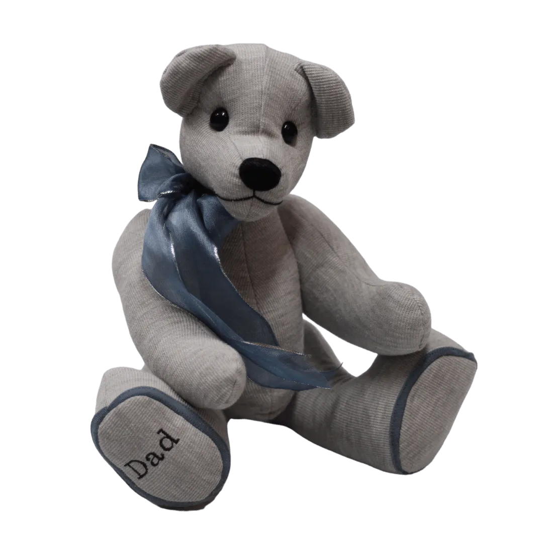 SeeMoreBears-memory-bear-grey-with-blue-grey-ribbon