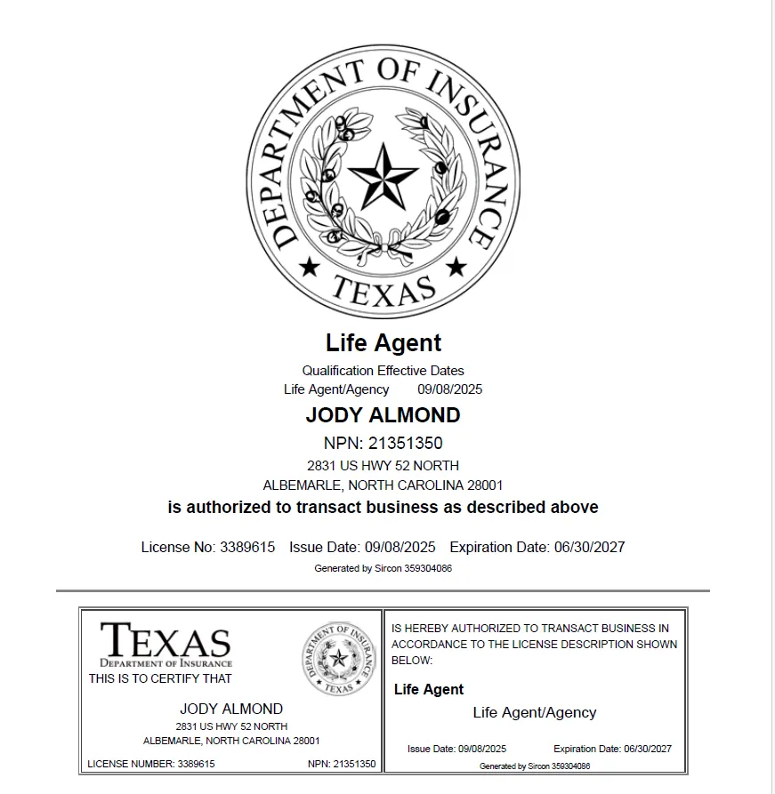 Texas Life Insurance License