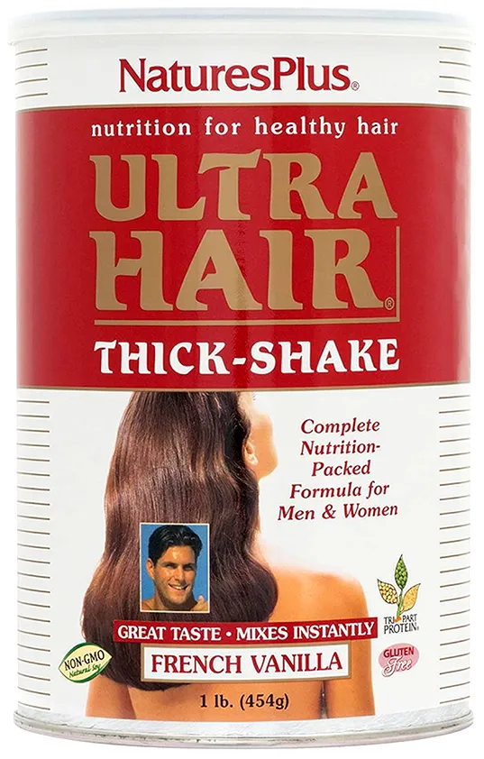  NaturesPlus Ultra Hair Thick Shake - 1 lb, Hair Protein Shake - French Vanilla Flavor - Healthy Hair Growth Supplement With Vitamins & Minerals 