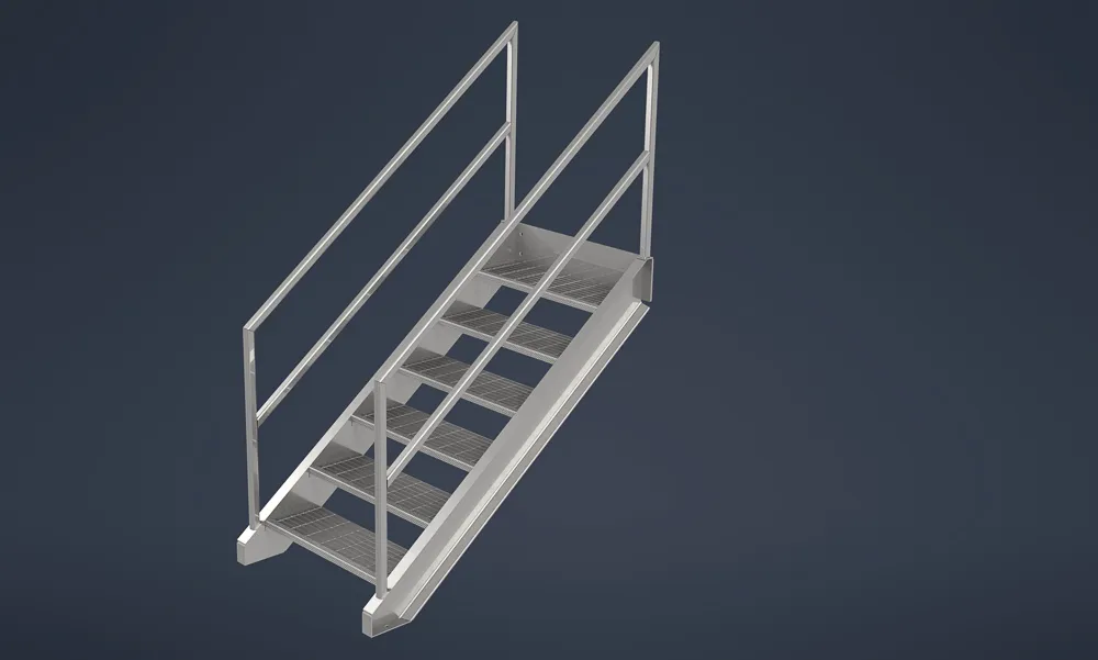 metal stairs with railing rendering
