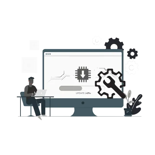 Stylized illustration of a Digital Asset Entrepreneur seated at a laptop, refining their systems to perform at optimal levels — symbolizing system tuning, workflow optimization, and operational precision within the Digital Asset Entrepreneur framework.