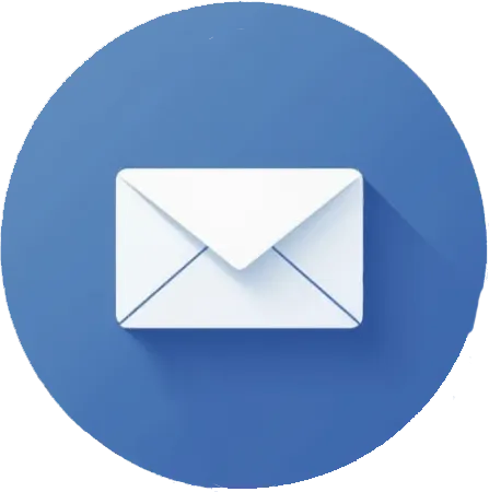 Email icon with a clean envelope design and a blue gradient background, representing contact via email.