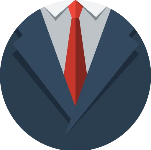 Icon on a grey business suit with a red tie