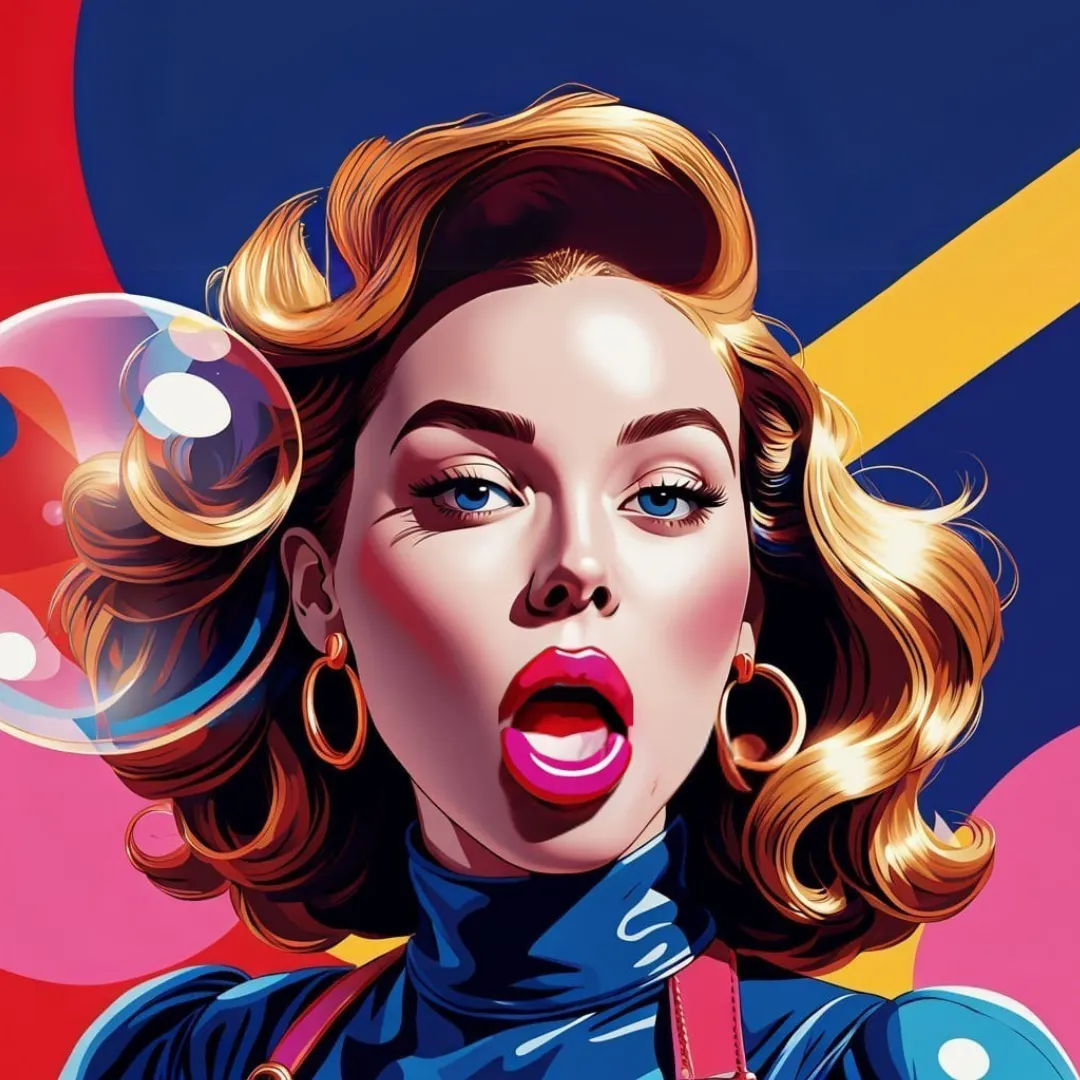 Pop art image of a pouty lipped blonde