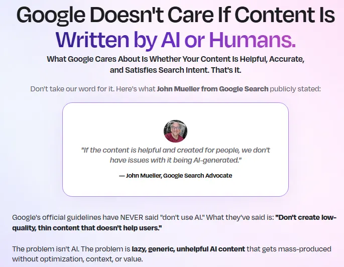 ContentRyte Review OTO Demo Bonuses Upsells OTOs Pricing Walkthrough-8-Google Doesn't Care If Content Is Written by AI or Humans