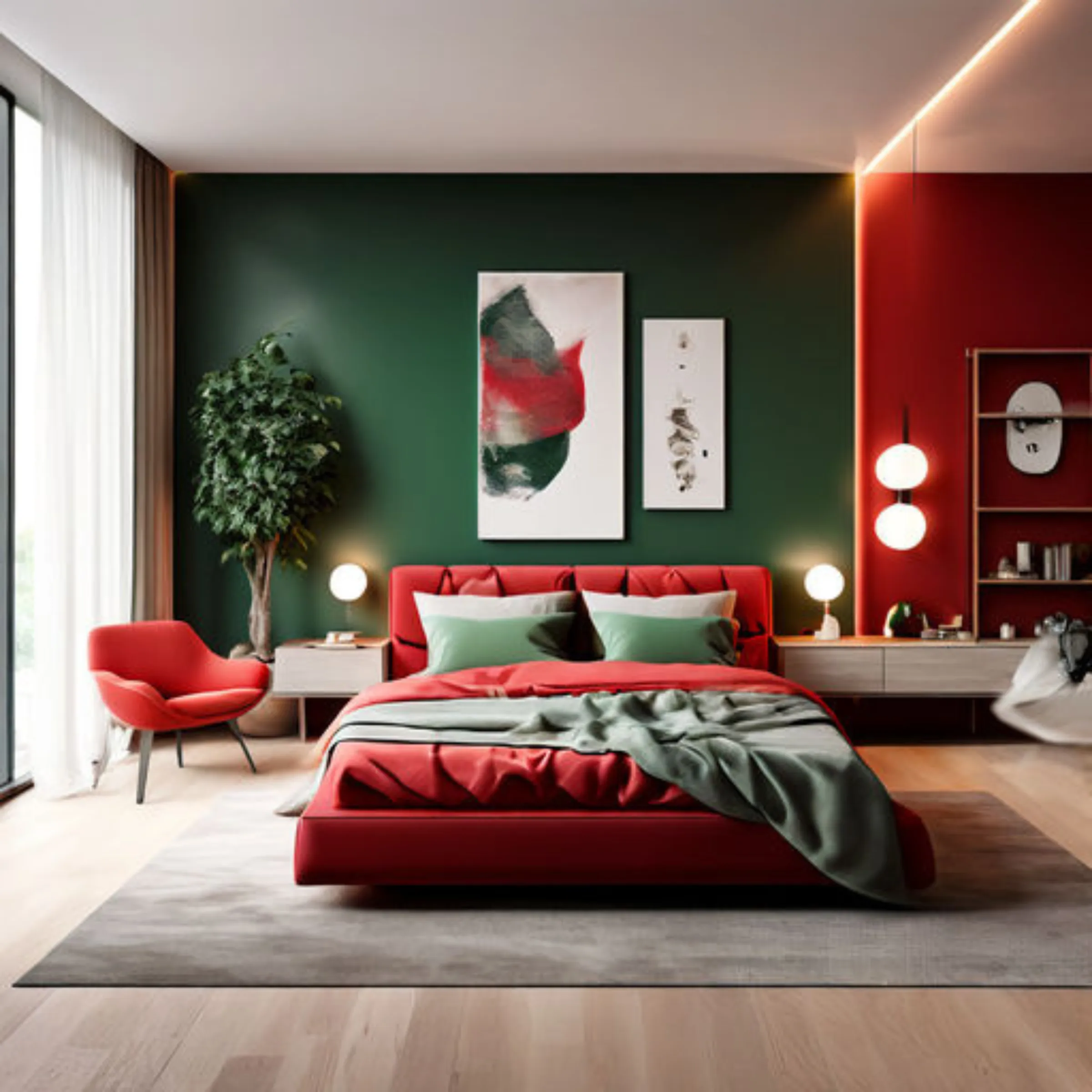 Modern Red and Green complementary color scheme