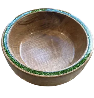 Wood And Green Resin Bowl