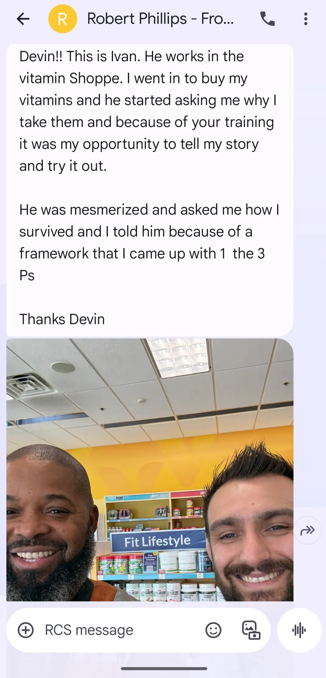 Robert Phillips testomonial for Devin Bisanz