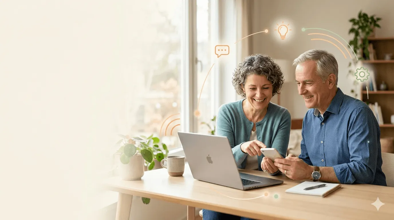 Personas mayores aprendiendo a usar herramientas digitales