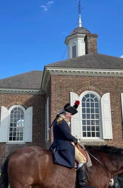 Mark Schneider portraying Major General Lafayette in Colonial Williamsburg