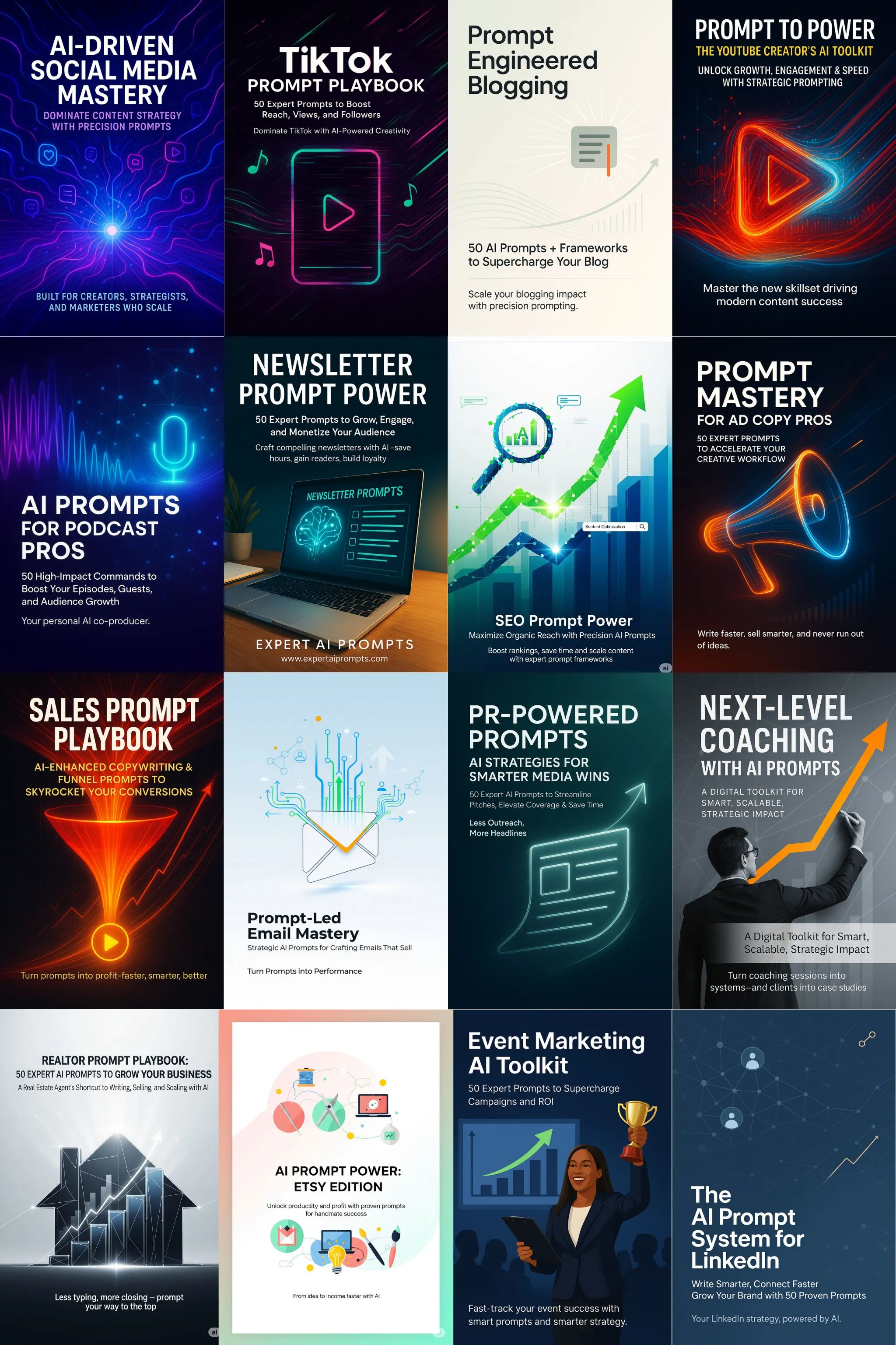 16 Expert AI Prompt Pack Covers