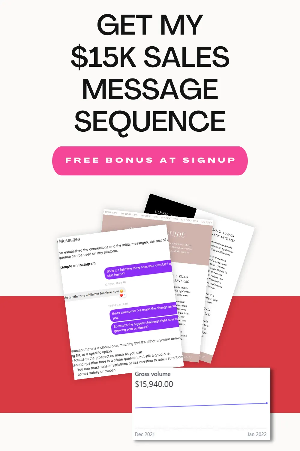 Free instant access to our Sales Message Sequence that generated 15k in sales