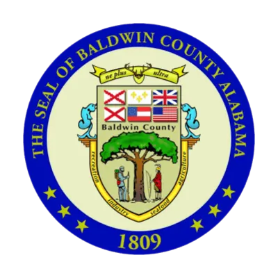 <alt=“Baldwin County, Alabama seal representing local exterior cleaning services area.”>