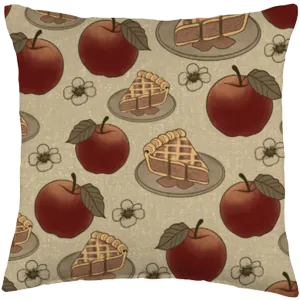 throw pillow with apples and apple pie