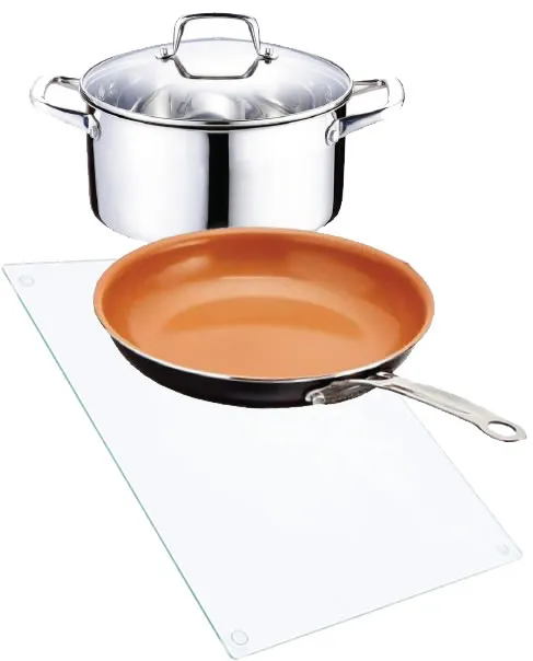 SOUP POT + FRYING PAN + CUTTING BOARD