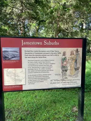 historical marker sharing information about Jamestown, a topic in my post sharing weekend reads for history lovers