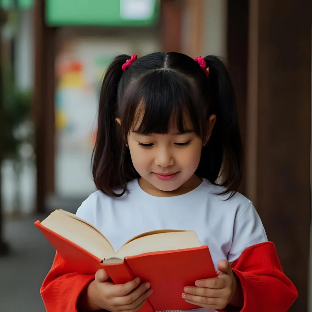 a girl reading a book