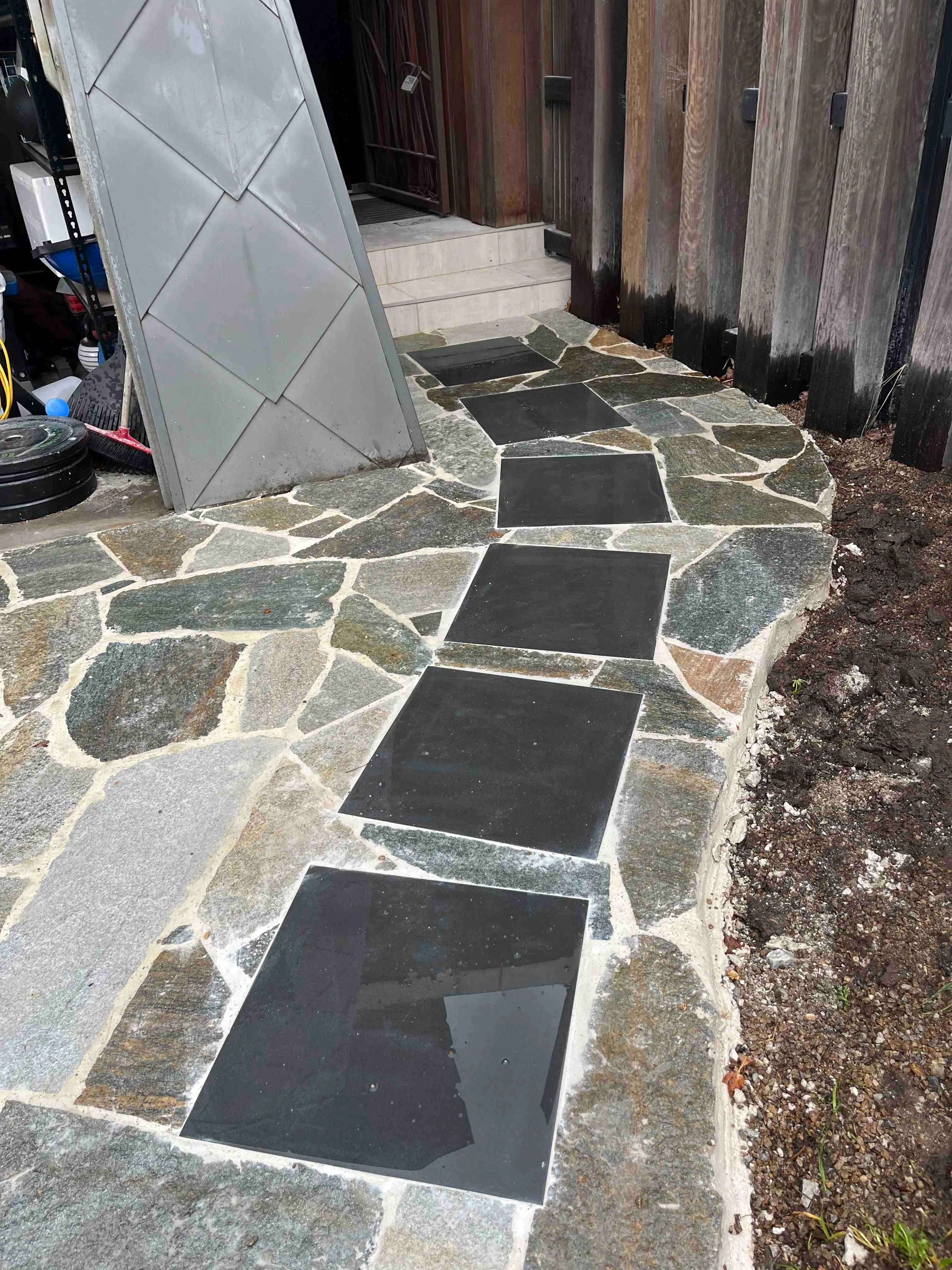 Crazy paving pathway installation by Bryce Minett Landscaping in Melbourne