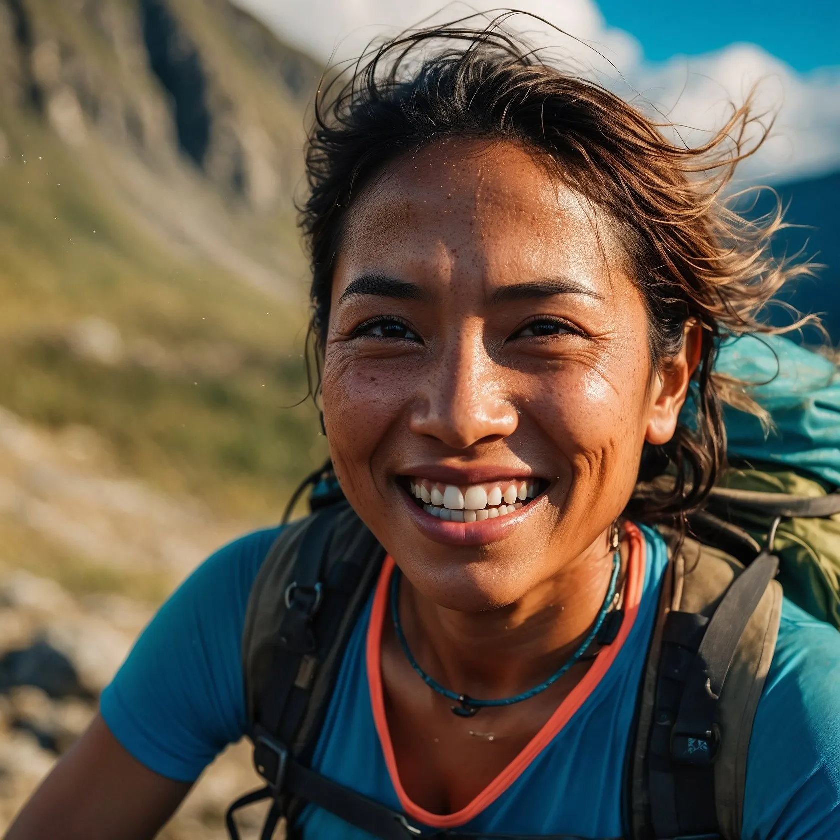 goal achieved woman at mountain top