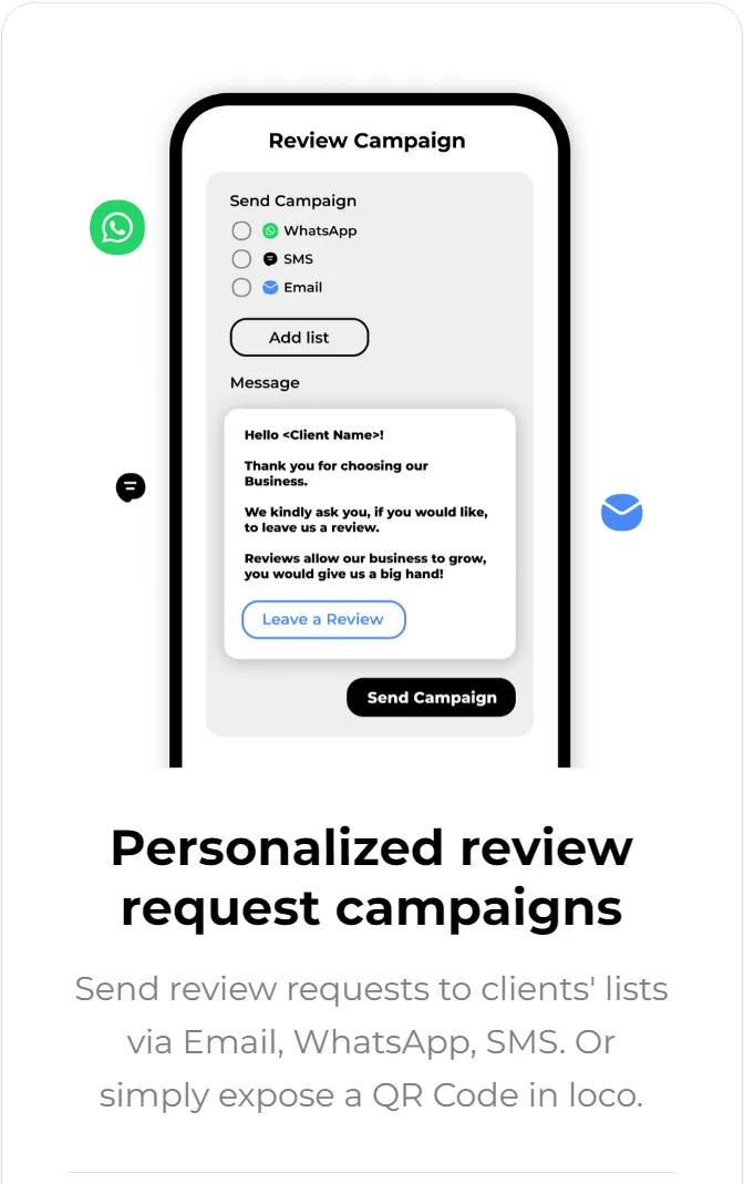 Personalize Reviews request campaigns